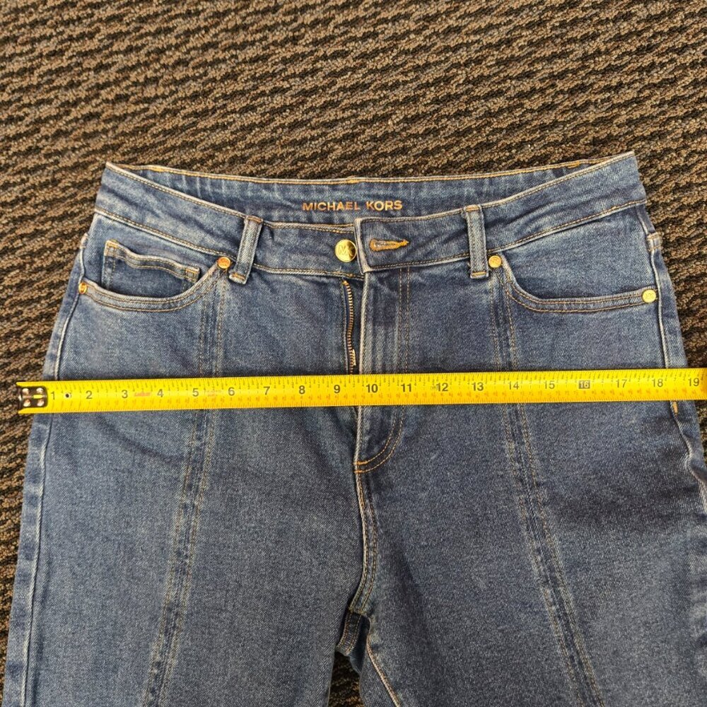 Michael Kors Selma Cropped Flare Jeans High Rise Medium Wash Blue Denim Size 10 - Picture 7 of 12